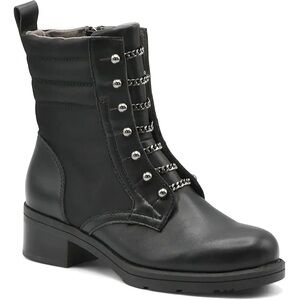 New Adrienne Vittadini Davide Leather Chain Combat Boot
